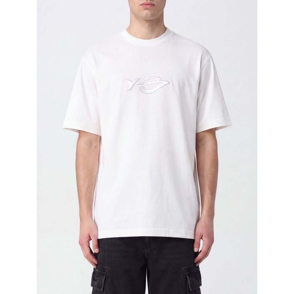 Y-3 Men Y-3 Short-Sleeved Cotton T-Shirt With Logo Print